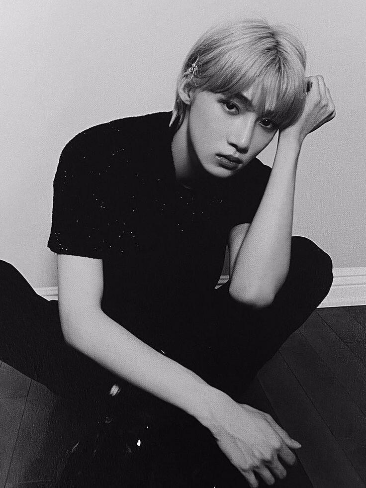 monochrome photo of choi chanhee from the boyz